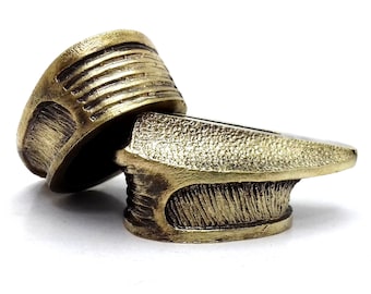 Set " BEOWULF " unique solid bronze finger guard bolster & pommel for custom knife making