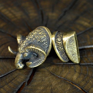 Set "RAM" unique solid bronze finger guard bolster & pommel for custom knife making