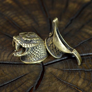 Set &quot;Basilisk&quot; unique solid bronze finger guard bolster & pommel for custom knife making