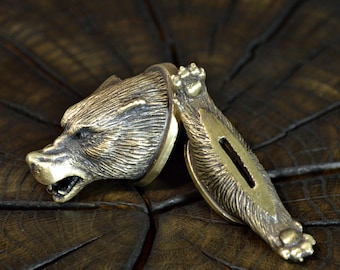 Set "Wolf Paws" unique solid bronze finger guard bolster & pommel for custom knife making