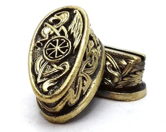 Set " ETHNIC " unique solid bronze finger guard bolster & pommel for custom knife making