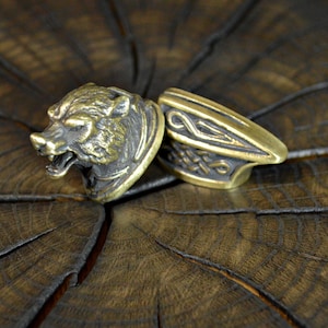 Set &quot;WEREWOLF&quot; unique solid bronze finger guard bolster & pommel for custom knife making