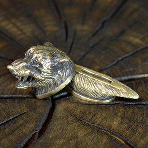 Set &quot; WOLF #2 &quot; unique solid bronze finger guard bolster & pommel for custom knife making