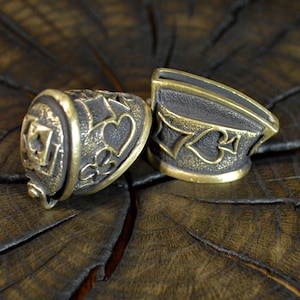 Set &quot;POKER&quot; unique solid bronze finger guard bolster & pommel for custom knife making