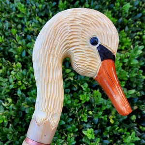 Cane Walking Stick Canes Sticks Reed Staff Wood Wooden Hand-Carved Carving Handmade Cane Accessories (Swan)