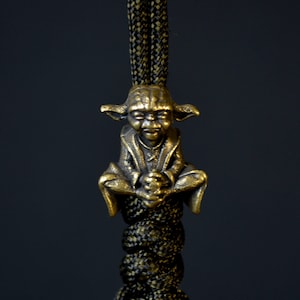Paracord bead bronze bead knife lanyard bead charms keychain - Master Yoda