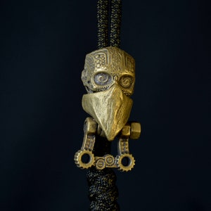 Paracord bracelet clasp buckle shackle bronze bead - Skull in bandana