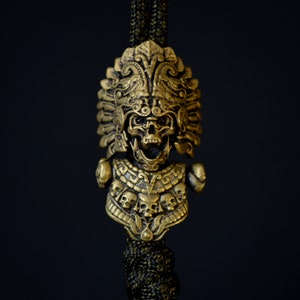 Paracord bracelet clasp buckle shackle bronze bead - Mayan priest skull