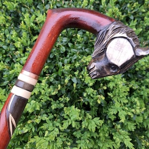 Walking Stick Canes Wooden Handmade Carving ( Horse )