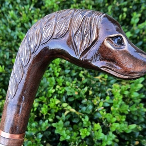 Cane Walking Stick Canes Sticks Reed Staff Wood Wooden Hand-Carved Carving Handmade Cane Accessories ( Spaniel )