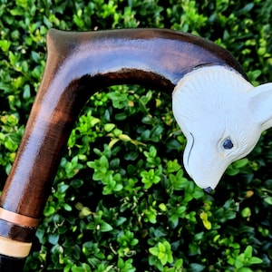 Cane Walking Stick Canes Sticks Reed Staff Wood Wooden Hand-Carved Carving Handmade Cane Accessories ( Husky white)