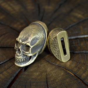 Set &quot;SKULL&quot; unique solid bronze finger guard bolster & pommel for custom knife making