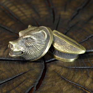 Set &quot;Bear&quot; unique solid bronze finger guard bolster & pommel for custom knife making