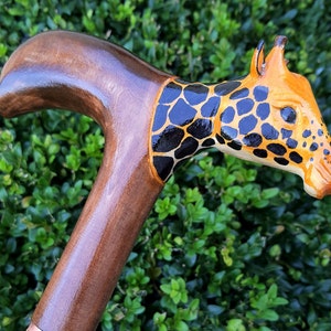 Cane Walking Stick Canes Sticks Reed Staff Wood Wooden Hand-Carved Carving Handmade Cane Accessories ( Giraffe )