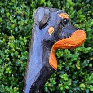 Cane Walking Stick Canes Sticks Reed Staff Wood Wooden Hand-Carved Carving Handmade Cane Accessories ( Rottweiler )