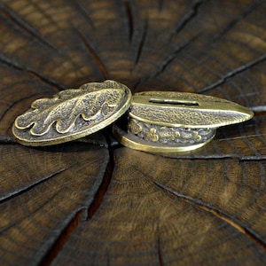 Set &quot;OAK Leaf&quot; unieke massief bronzen vingerbescherming bolster & pommel voor het maken van messen op maat