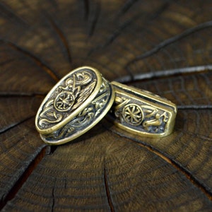 Set &quot;ETHNIC&quot; unique solid bronze finger guard bolster & pommel for custom knife making