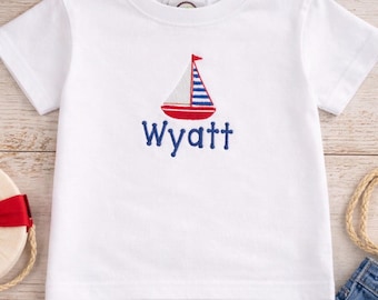 Boy Sailboat Embroidered Shirt