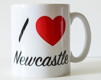 I Love Newcastle Mug 10oz white photo sublimation mug.