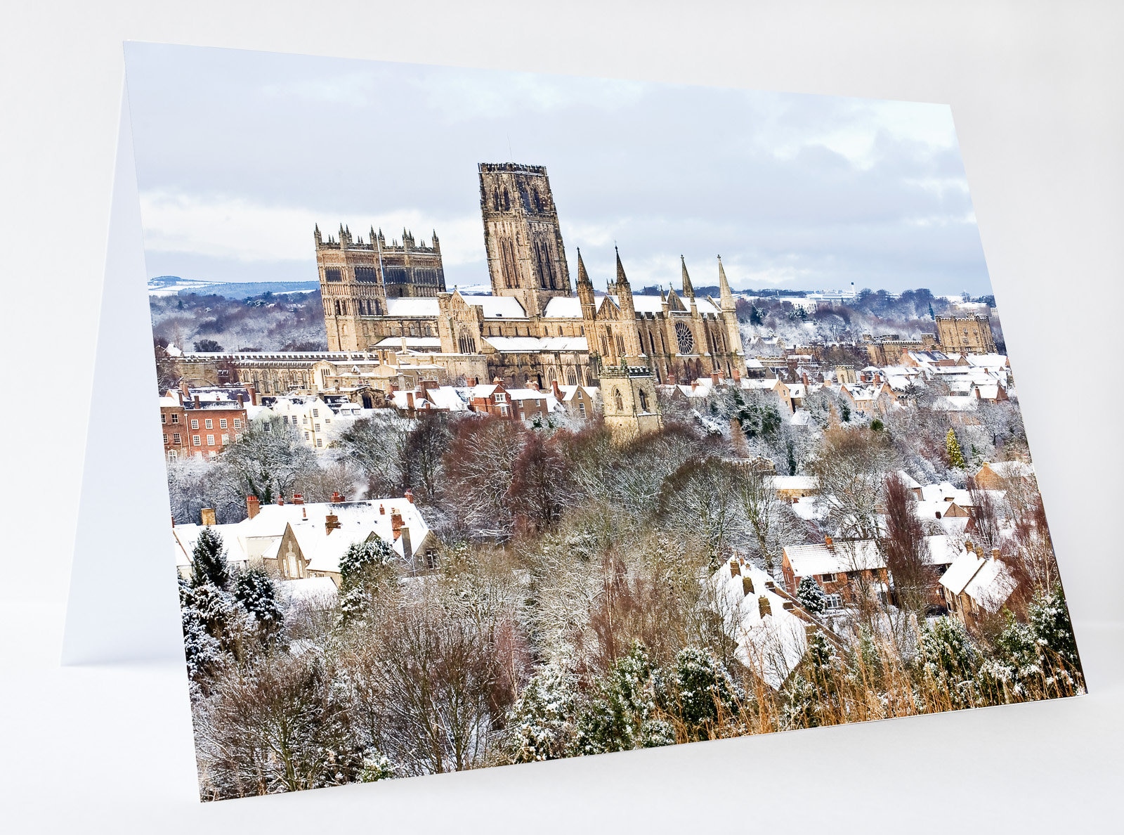 Christmas Card of Durham Cathedral and Castle in the Snow. A5 Size Card
