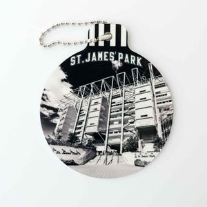 Newcastle Double Sided Metal Christmas bauble St. James’ Park Stadium and Strawberry Pub. Newcastle United FC. NUFC