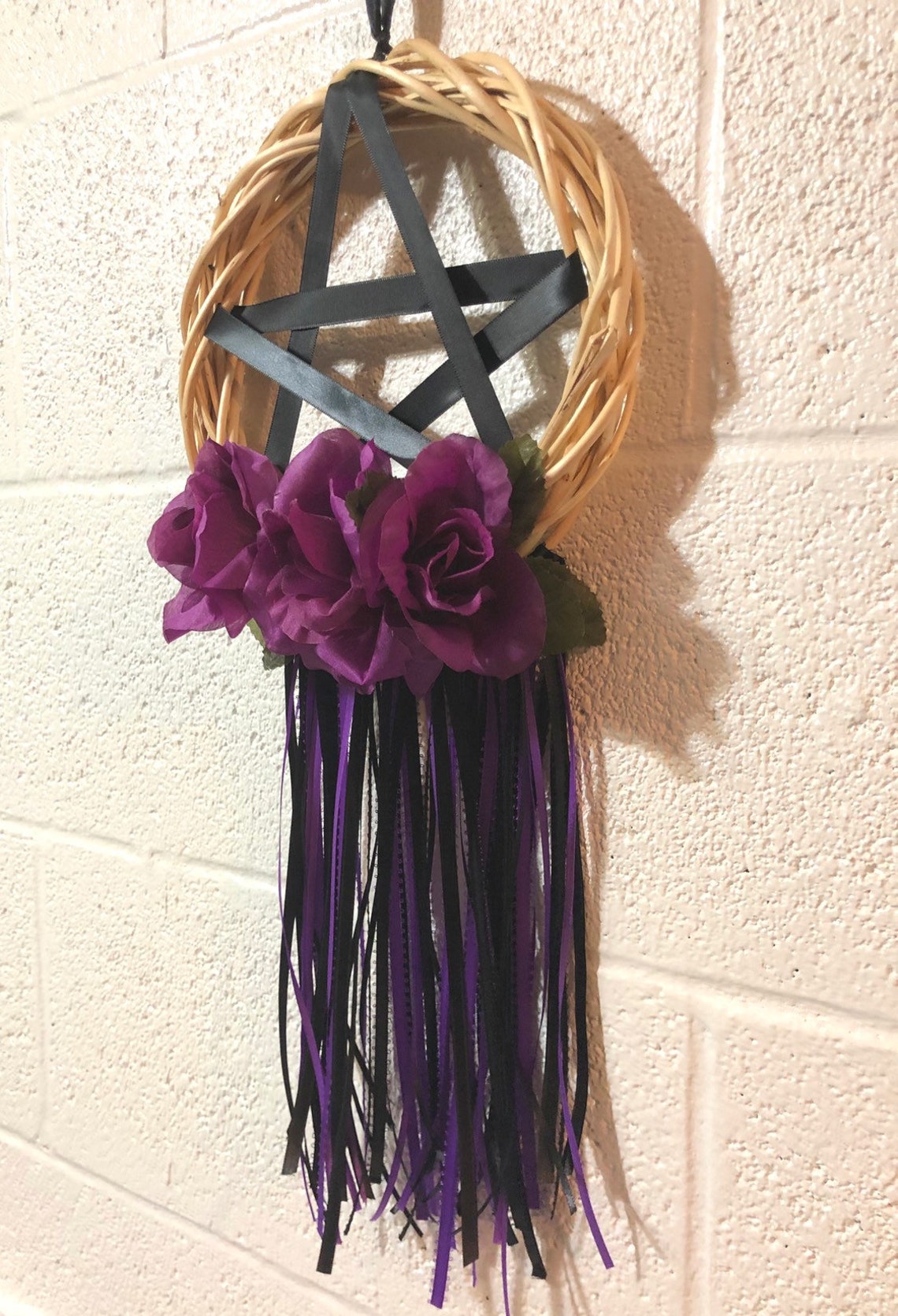 Pagan/ Wiccan Pentagram Wreath Black & Purple Samhain Wreath Etsy