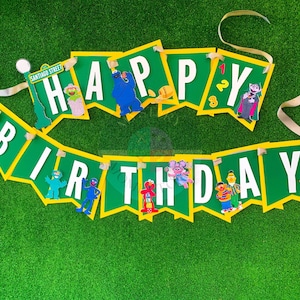 Sesame Street banner, happy birthday banner, Elmo birthday, Sesame Street birthday party