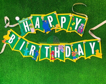 Sesame Street banner, happy birthday banner, Elmo birthday, Sesame Street birthday party