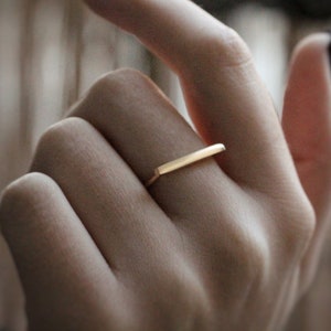 14k Gold Filled Bar Ring Minimalist RingStacking RingGeometric RingDelicate Gold Ring Fine Ring. image 1