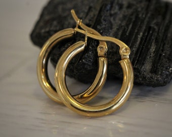 14K Gold Filled Clean Hoops\Chunky Hoops\Gypsy Earrings\Boho Style Hoop Earrings\Thick Gold Hoops\Hypoallergenic Earrings.