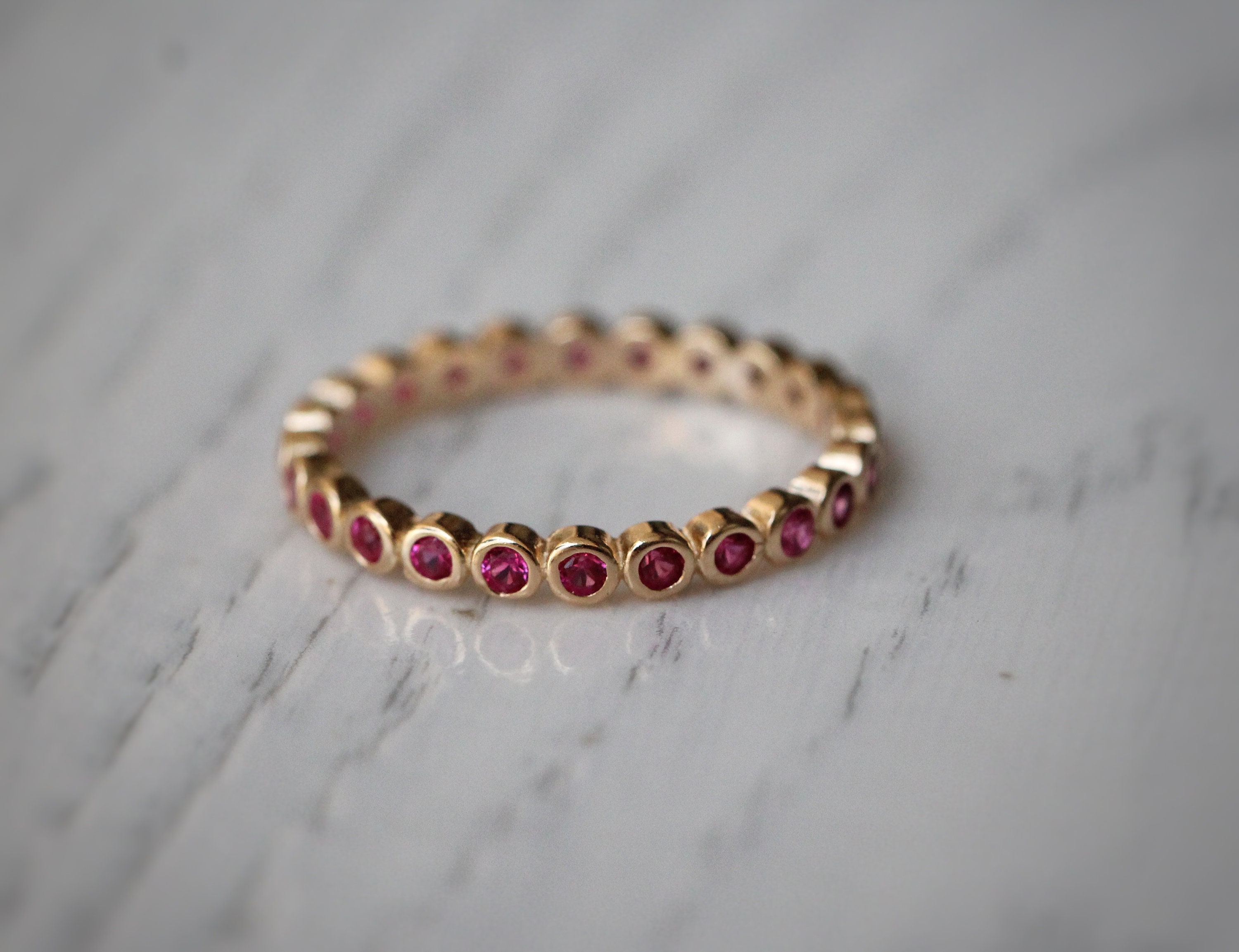 14K Gold Filled Eternity Ring: Rose Zircon Stacking Ring