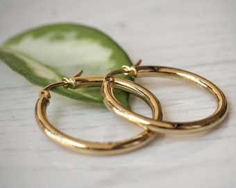 14K Gold Filled Hoop Earrings ,Large Hoop Earrings ,Chunky Gold Hoop Earrings, Hollow Hoop Earrings, Thick Hoops , Hypoallergenic Hoops