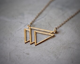 14 K Gold filled collier en triangles géométriques