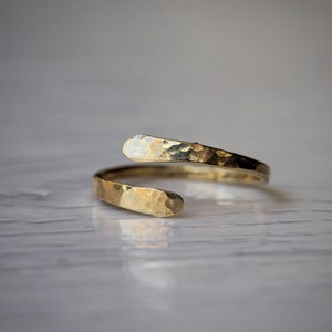 14k Gold Filled Hammered Ring: Adjustable Open Band