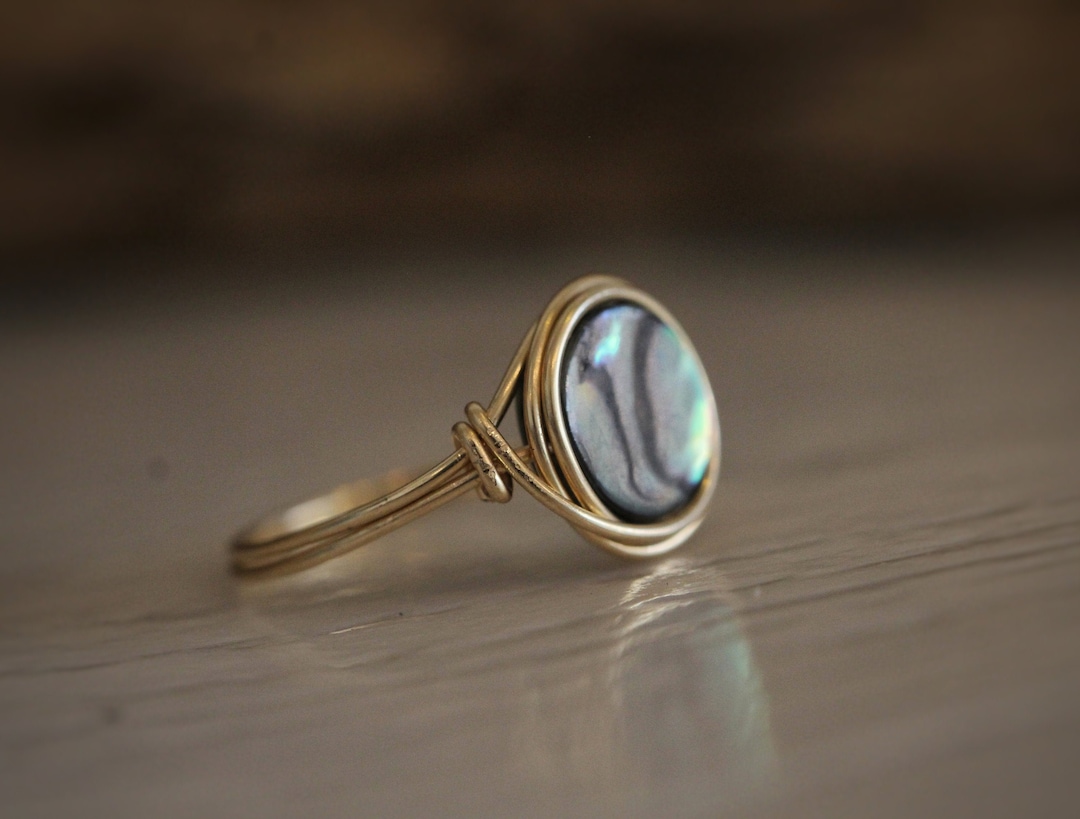 14K Gold Filled Abalone Ring: Handmade Knot Wire Ring - Etsy