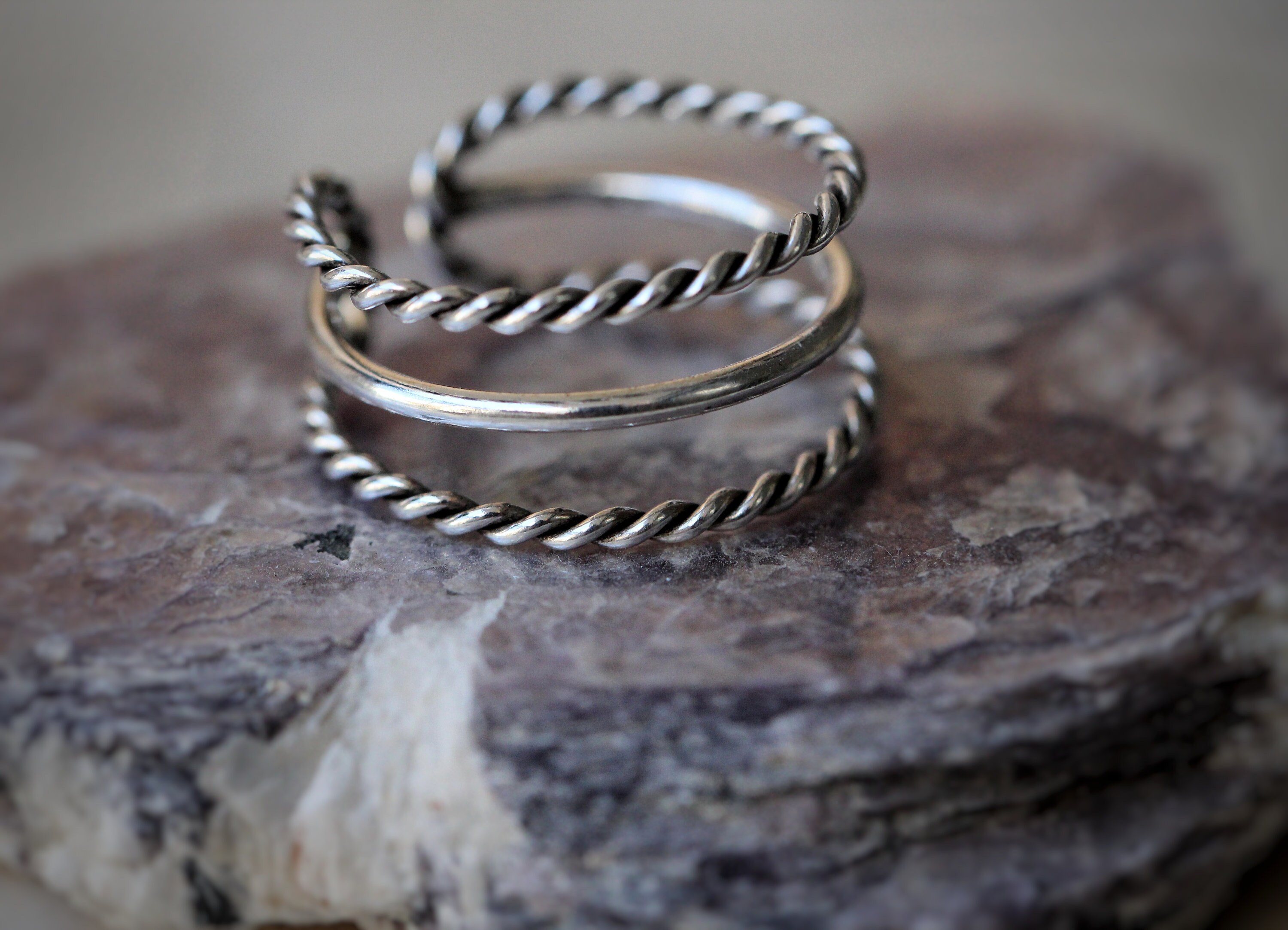 Adjustable Three Bands Sterling Silver Ring\open Silver Ring