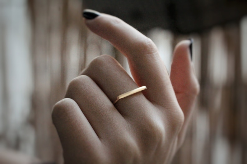 14k Gold Filled Bar Ring Minimalist RingStacking RingGeometric RingDelicate Gold Ring Fine Ring. image 1