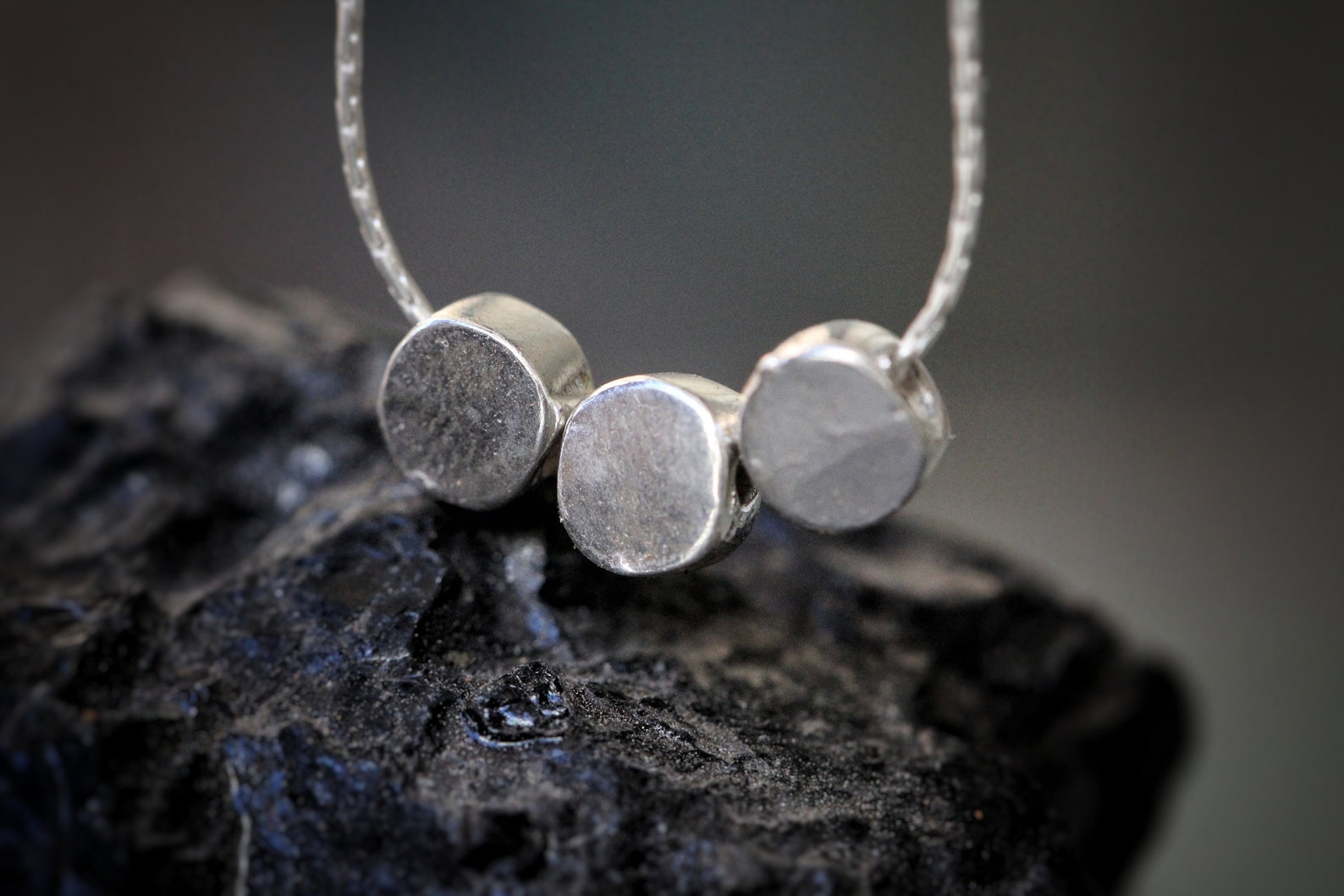 Dainty Silver 925 Necklace With 3 Small Beautiful Handmade Etsy