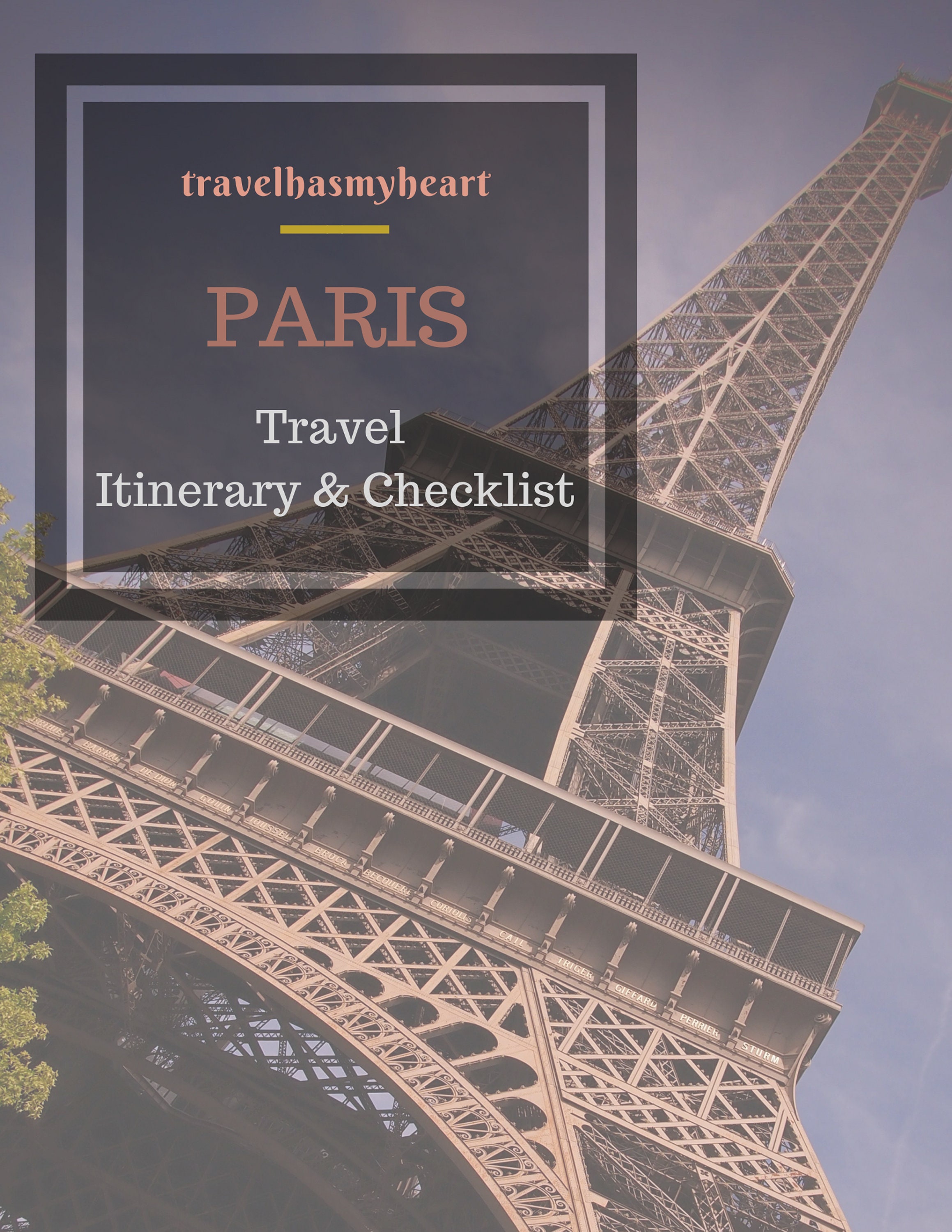 PARIS Travel Checklist &amp; Travel Itinerary ~ Printable Travel Planner ...