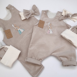 Peter Rabbit. Natural baby clothes, romper, hat. Beige. 100% Cotton Soft Cord. Baby outfit. Perfect Gift