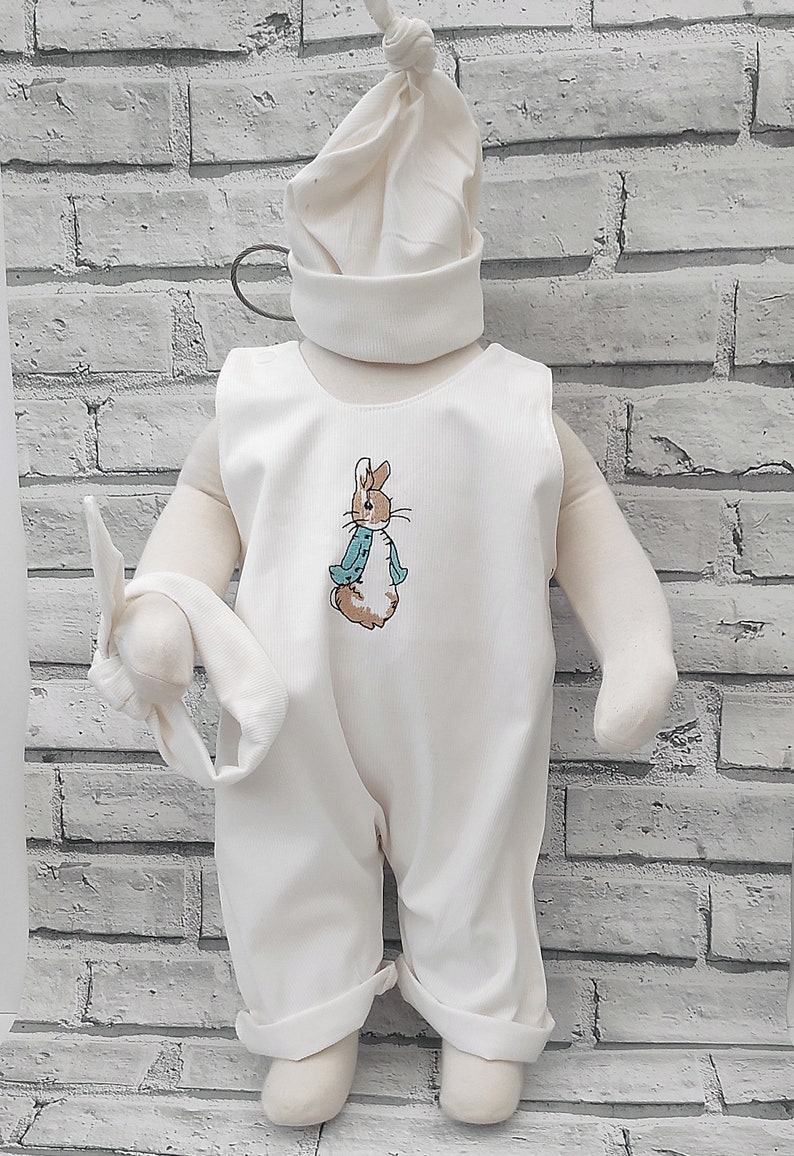Peter Rabbit. Natural 100 cotton baby clothes romper hat Etsy