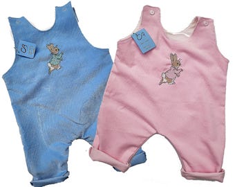 Pelele de bebé Peter Rabbit, pana Manchester, hecho a mano