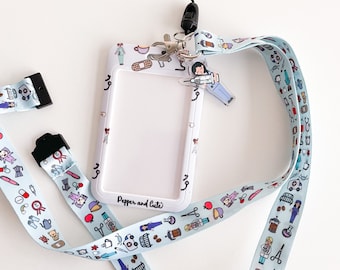 Nurse Badge – Cute Nurse Lanyard and Card Holder with Breakaway Clasp. Nurse gif, Healthcare Accesories