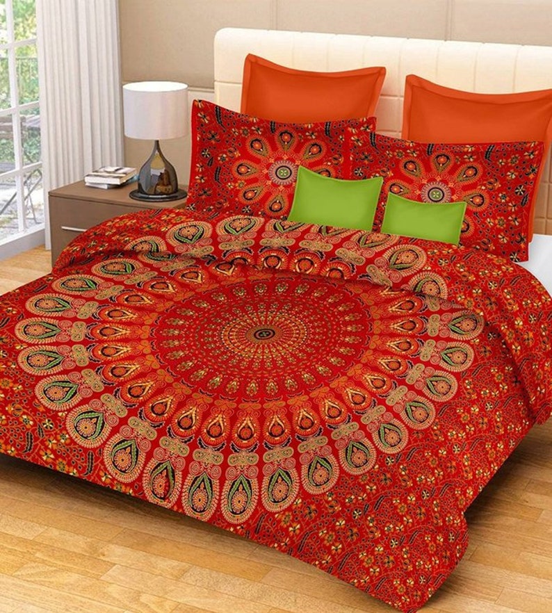 Bohemian Traditional Indian Mandala Duvet Queen Quilt Indian Duvet