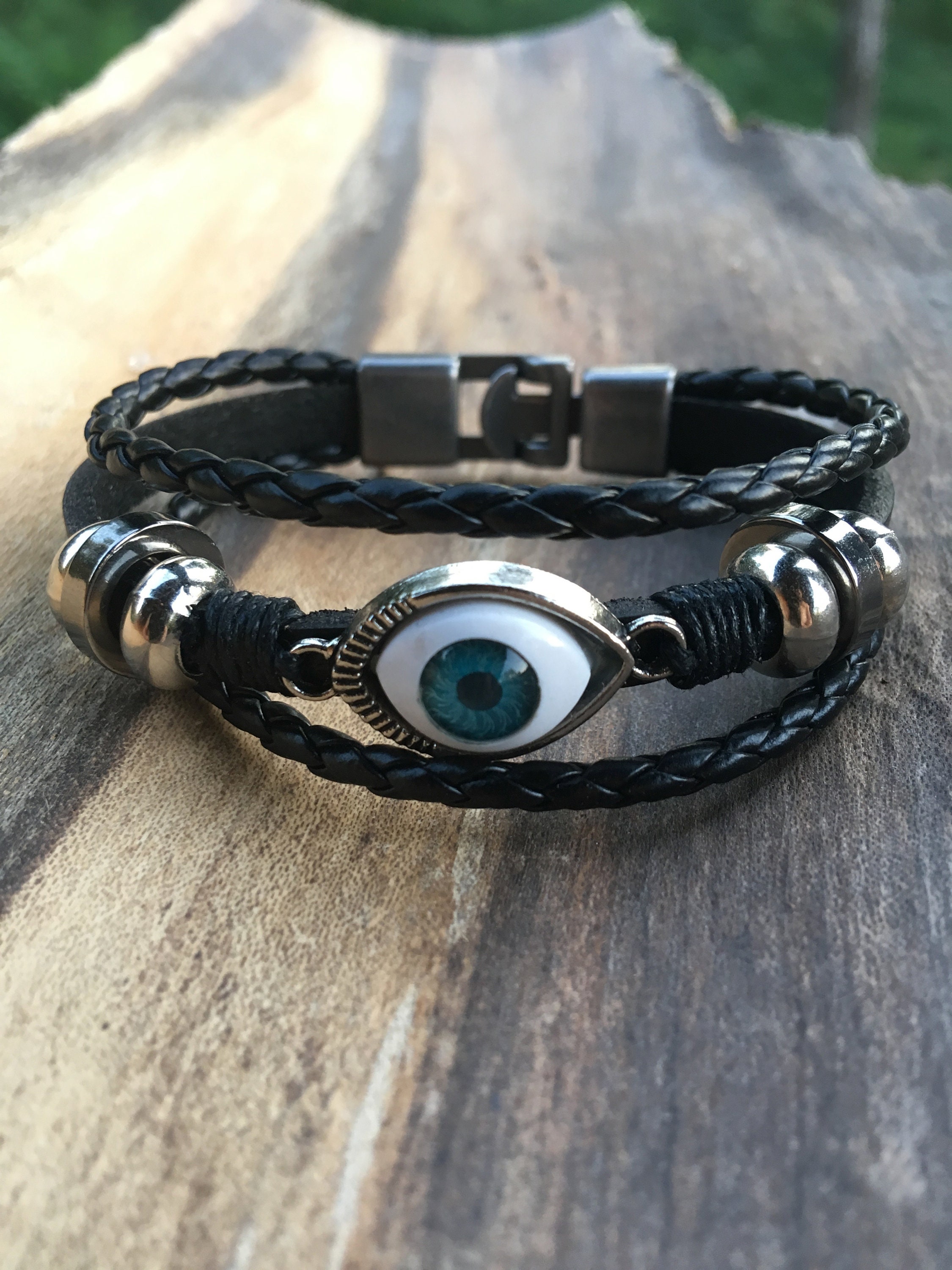 【BLACKPURPLE】25SS★ Eryx Chain Real Leather Bracelet Amazon.com: 555Jewelry Mens Bracelets Leather and Steel