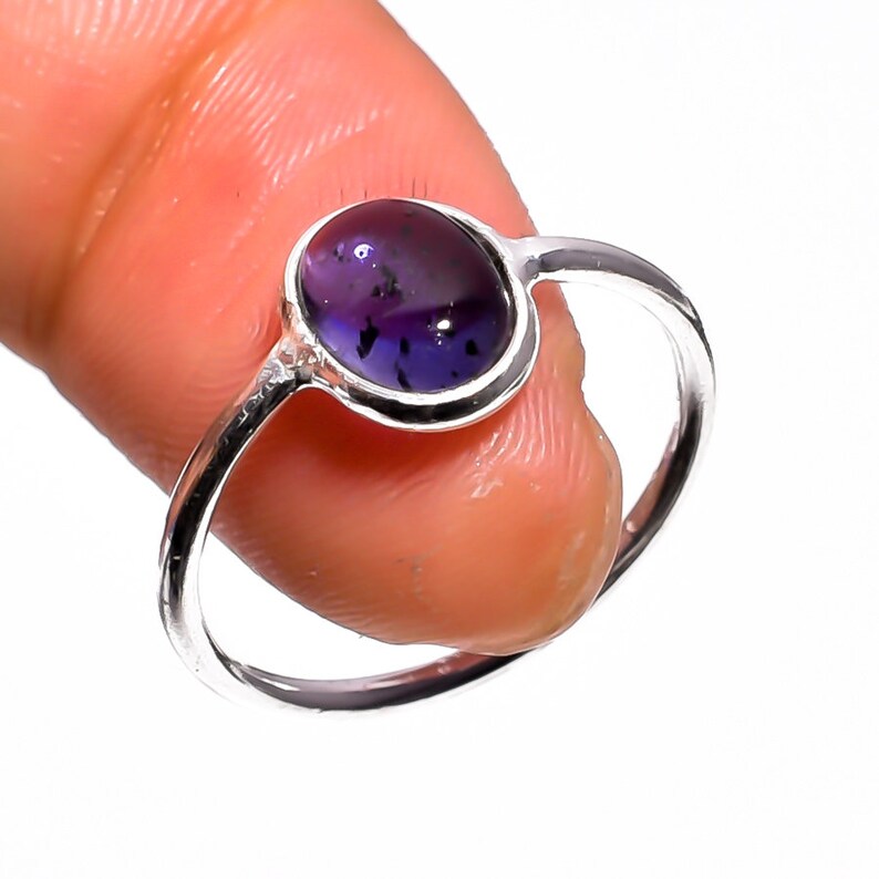 Iolite Gemstone Bezel Style 925 Sterling Silver Ring 6.5 US