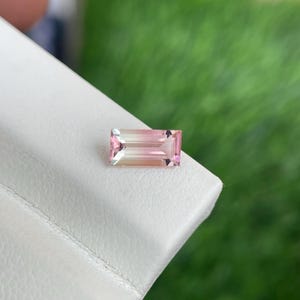 Bicolor Tourmaline Baguette Cut Gemstone: 0.80 Carat, 8x4MM