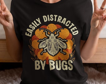 Easily Distracted by Bugs Retro Vintage Entomology Tee | Insect Lover Nature Shirt