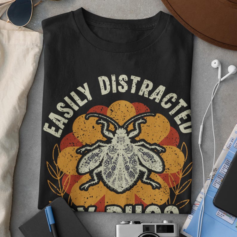 Easily Distracted by Bugs Retro Vintage Entomology Tee | Insect Lover Nature Shirt image 4