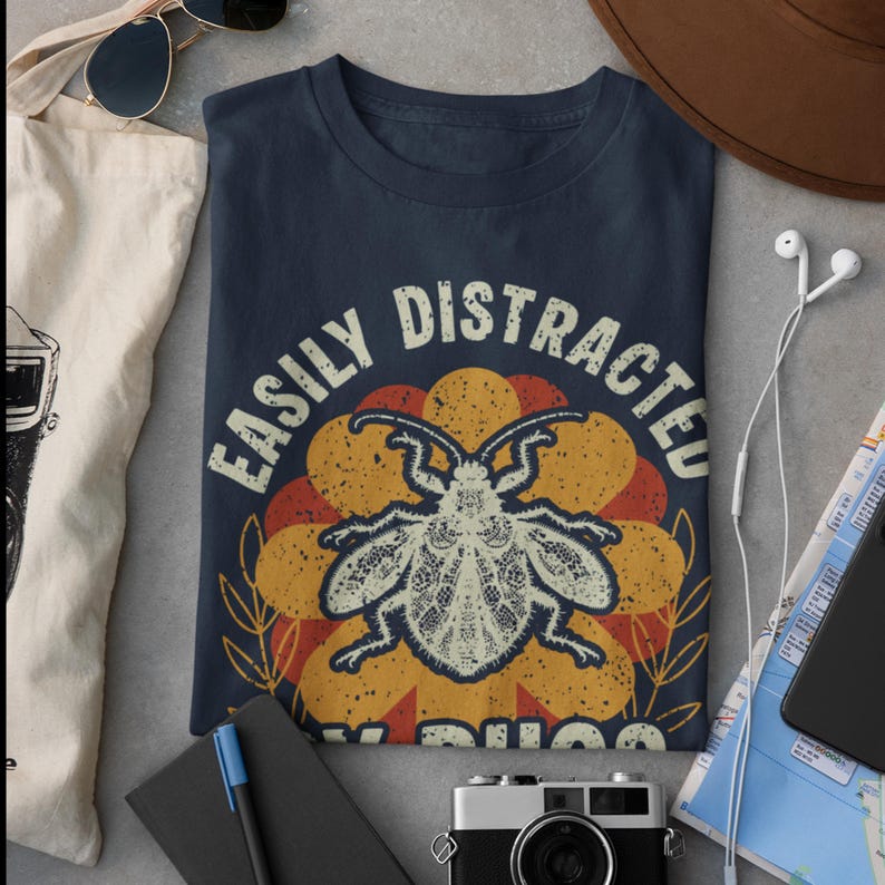 Easily Distracted by Bugs Retro Vintage Entomology Tee | Insect Lover Nature Shirt image 5